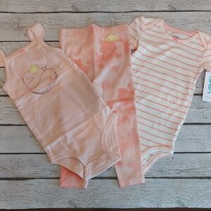 Carter's Orange Bodysuit Set Soft Cotton 3 Pieces